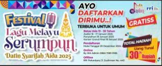 Festival Lagu Melayu Serumpun Datin Syarifah Aida 2025 Berhadiah Rp 30 juta