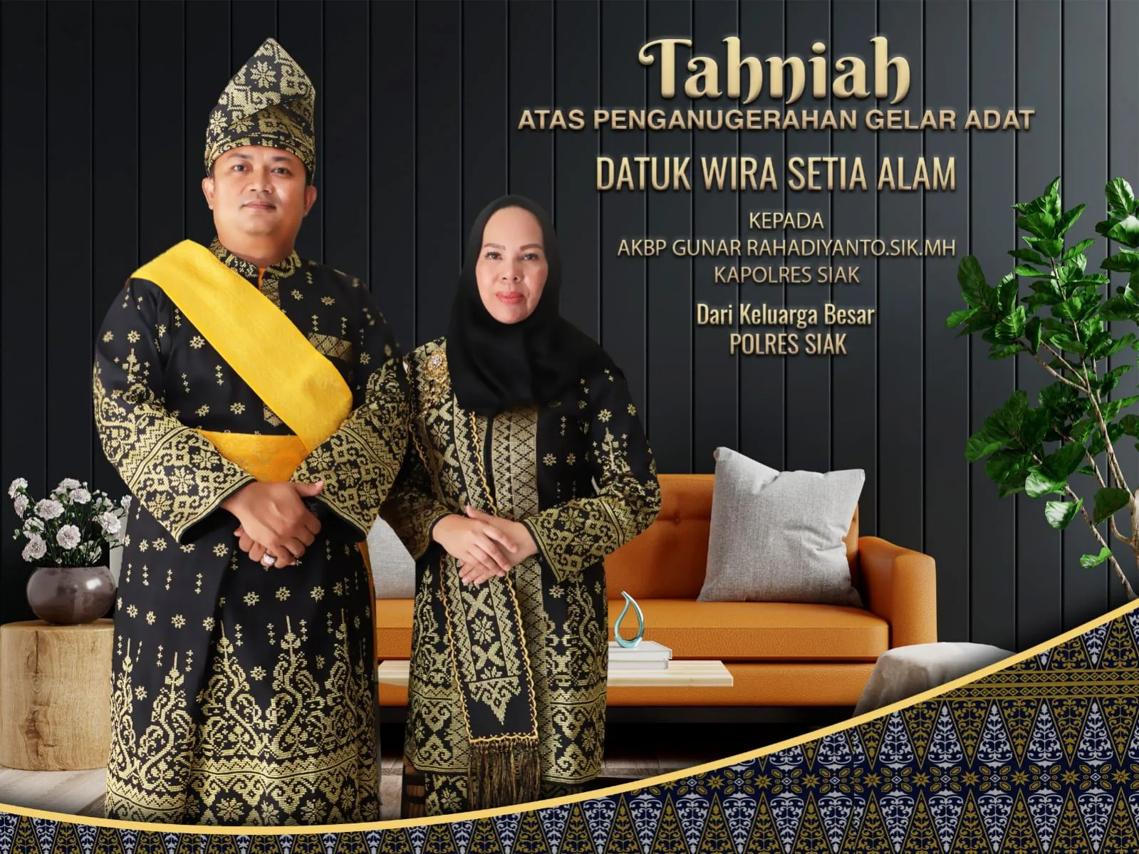 LAMR Siak Anugerahi Kapolres Siak  Gelar Datuk Wira Setia Alam